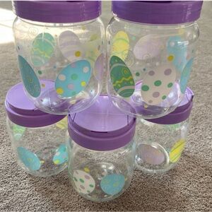Easter Egg Design Party Jars with Purple Lids